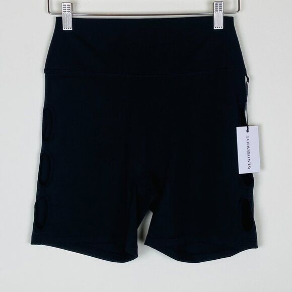 New WeWoreWhat Black Cut Out High Waist Biker Shorts Revolve, Size M - Picture 3 of 14